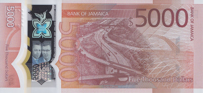 Jamaica 5000 Dollars 2022 / 2023 P 101 Polymer UNC Commemorative
