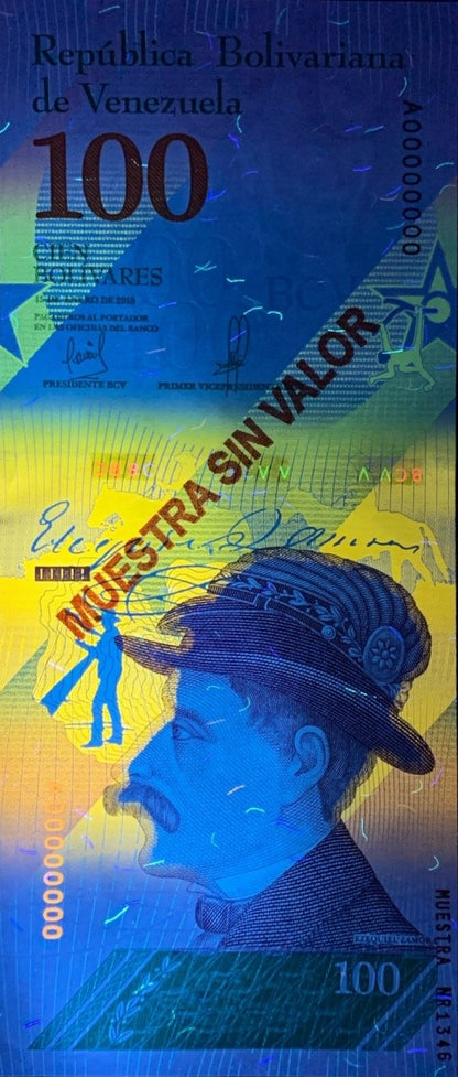 Venezuela 100 Bolivars 2018 P 106 UNC SPECIMEN