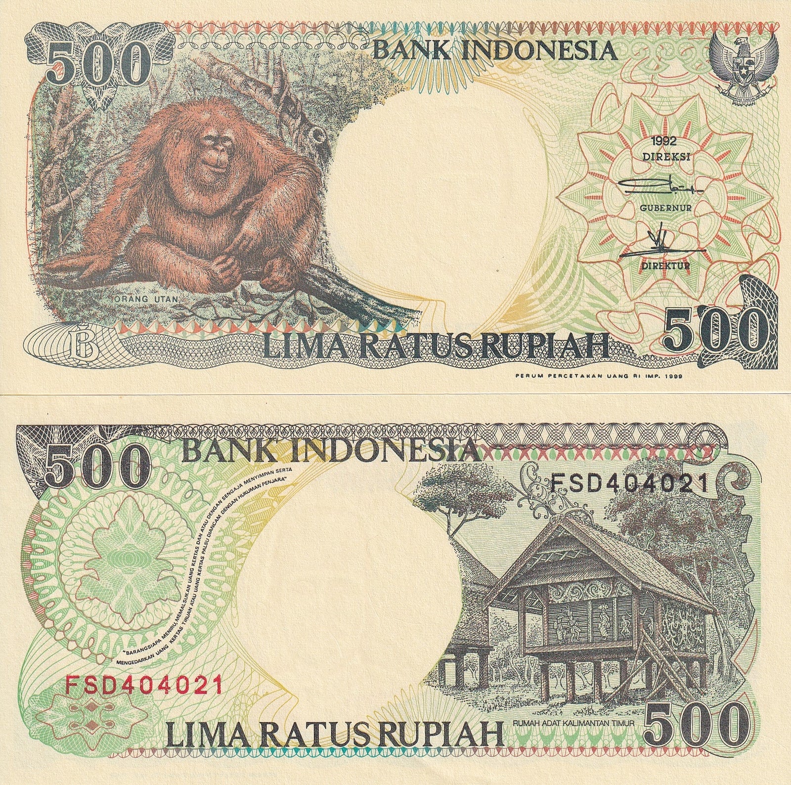 Indonesia 500 Rupiah 1992/1999 P 128h UNC