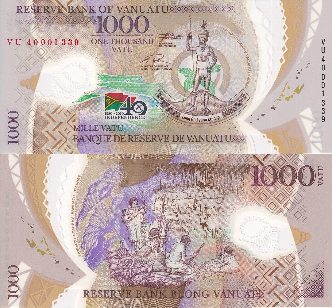 Vanuatu 1000 Vatu 2020 P 21 Polymer UNC Commemorative