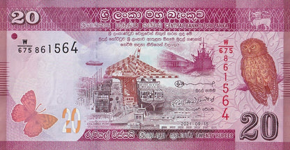 Sri Lanka 20 Rupees 2021 P 123 UNC