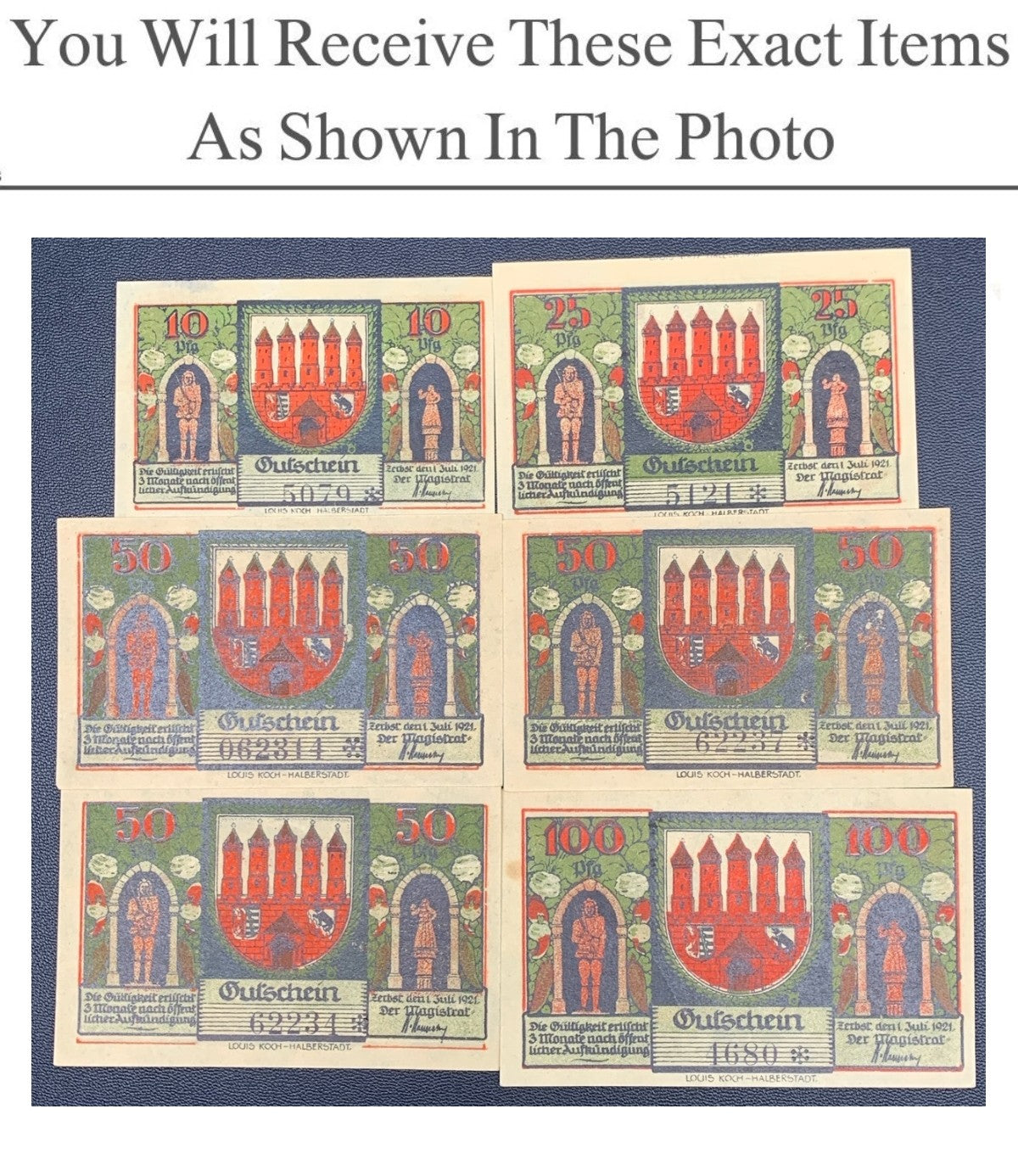 Germany Notgeld ZERBST 10 25 50 100 Pfenning 1921 Set 6 pcs