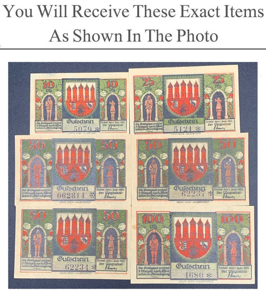 Germany Notgeld ZERBST 10 25 50 100 Pfenning 1921 Set 6 pcs