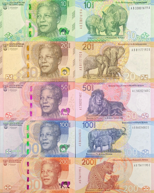 South Africa 10 20 50-200 Rand ND 2024 P 148 149-152 New Issue UNC SET 5 pcs