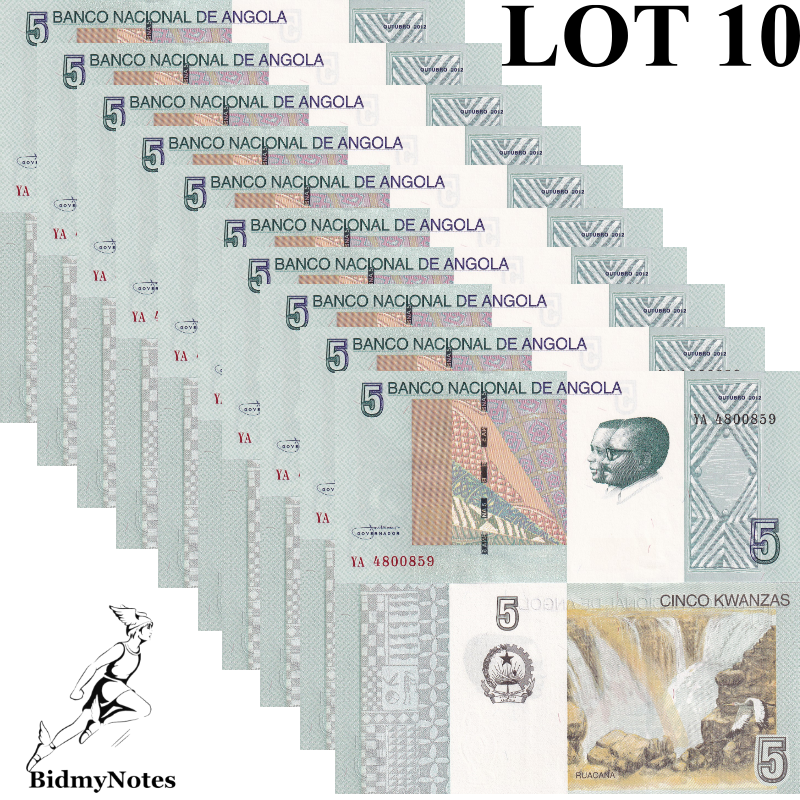 Angola 5 Kwanzas 2012 P 151A UNC 1/10 Bundle LOT 10 pcs
