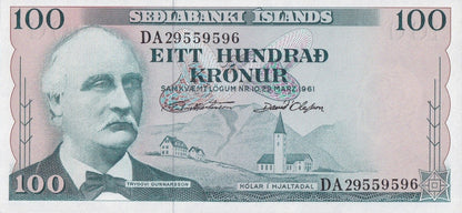 Iceland 100 Kronur 1961 P 44 UNC