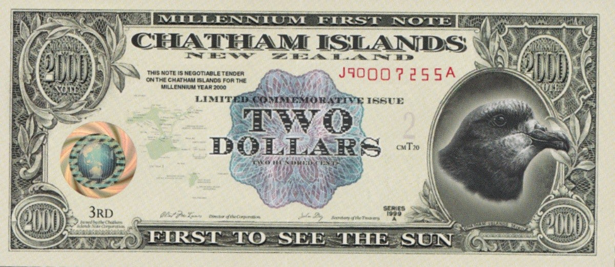 Chatham Islands 2 Dollars 1999 Commemorative Polymer Banknote Test Note UNC