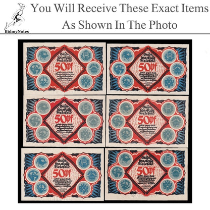 Germany Notgeld BIELEFELD 50 Pfennig 1921 Set 6 pcs