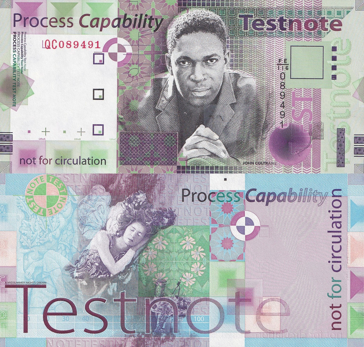 De la Rue Test note Process Capability John Coltrane UNC