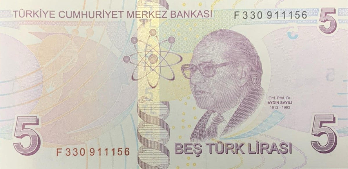 Turkey 5 Turk Lirasi 2009/2022 P 222 UNC F Prefix