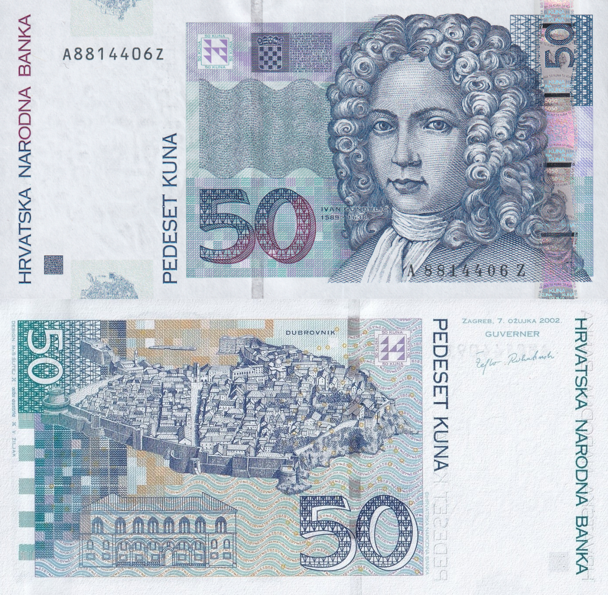 Croatia 50 Kuna 2002 P 40a UNC