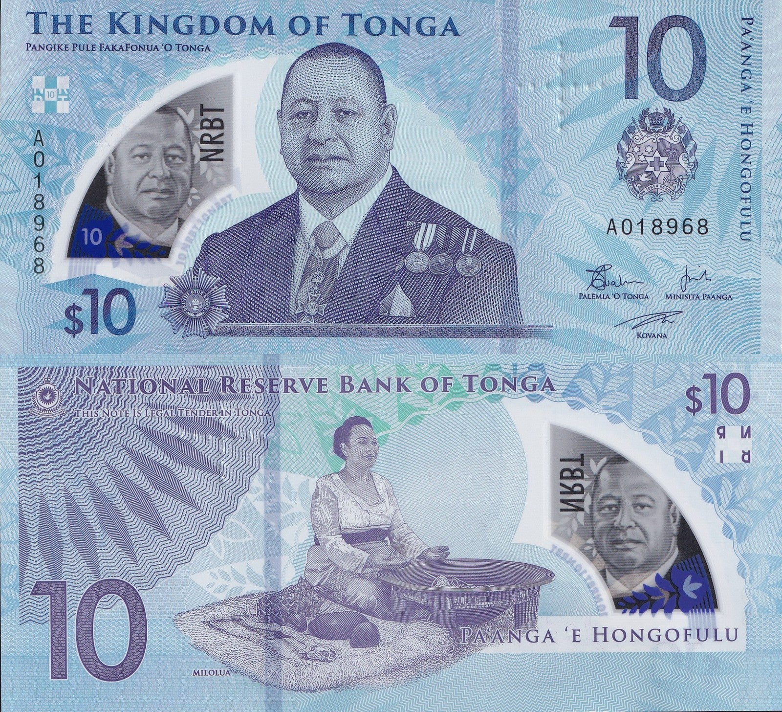 Tonga 10 Pa'anga 2023/2024 P 52 Polymer UNC