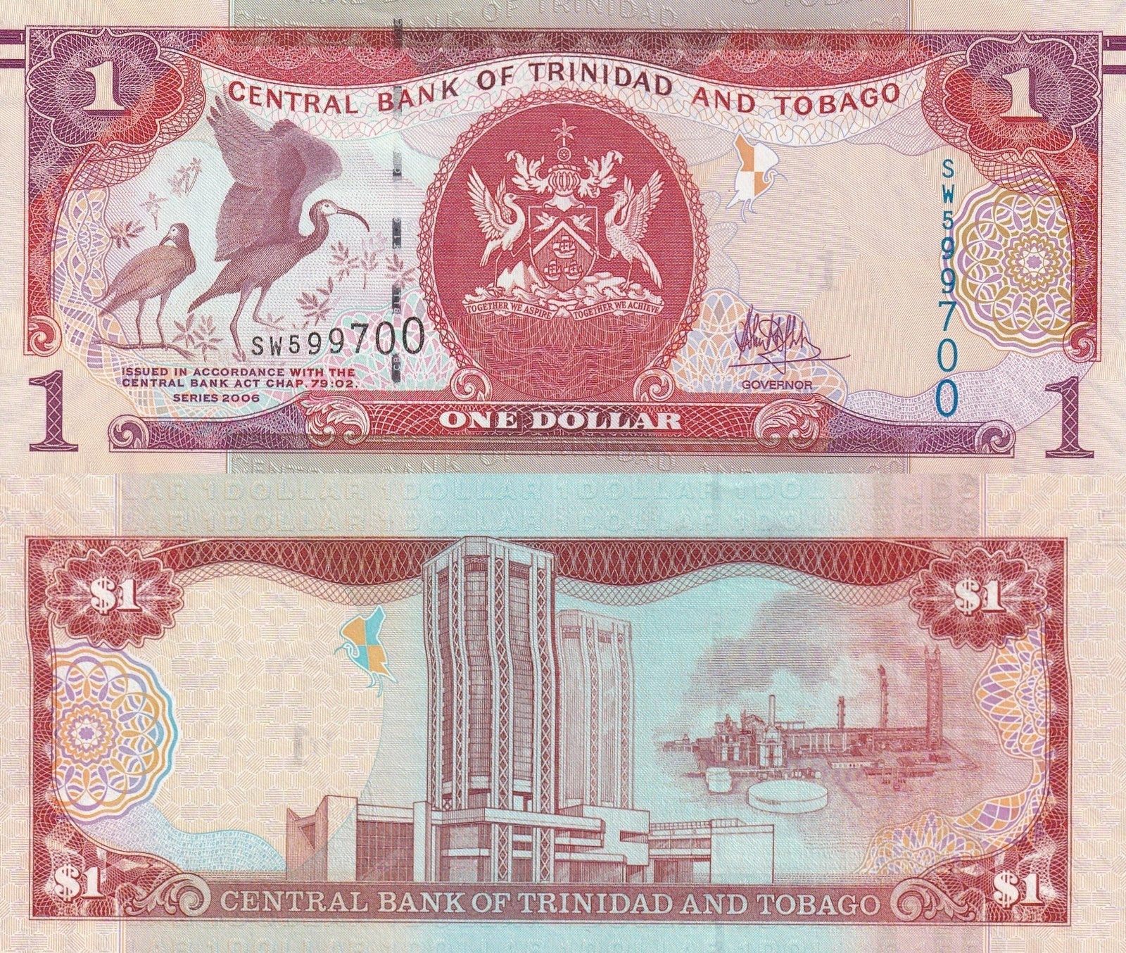 Trinidad&Tobago 1 Dollar 2006 P 46A UNC 1 Bundle Lot 100 pcs