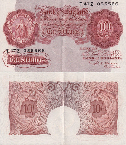 Great Britain 10 Shillings ND 1948-1960 P 368 AU UNC MINOR FOXING