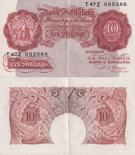 Great Britain 10 Shillings ND 1948-1960 P 368 AU UNC MINOR FOXING