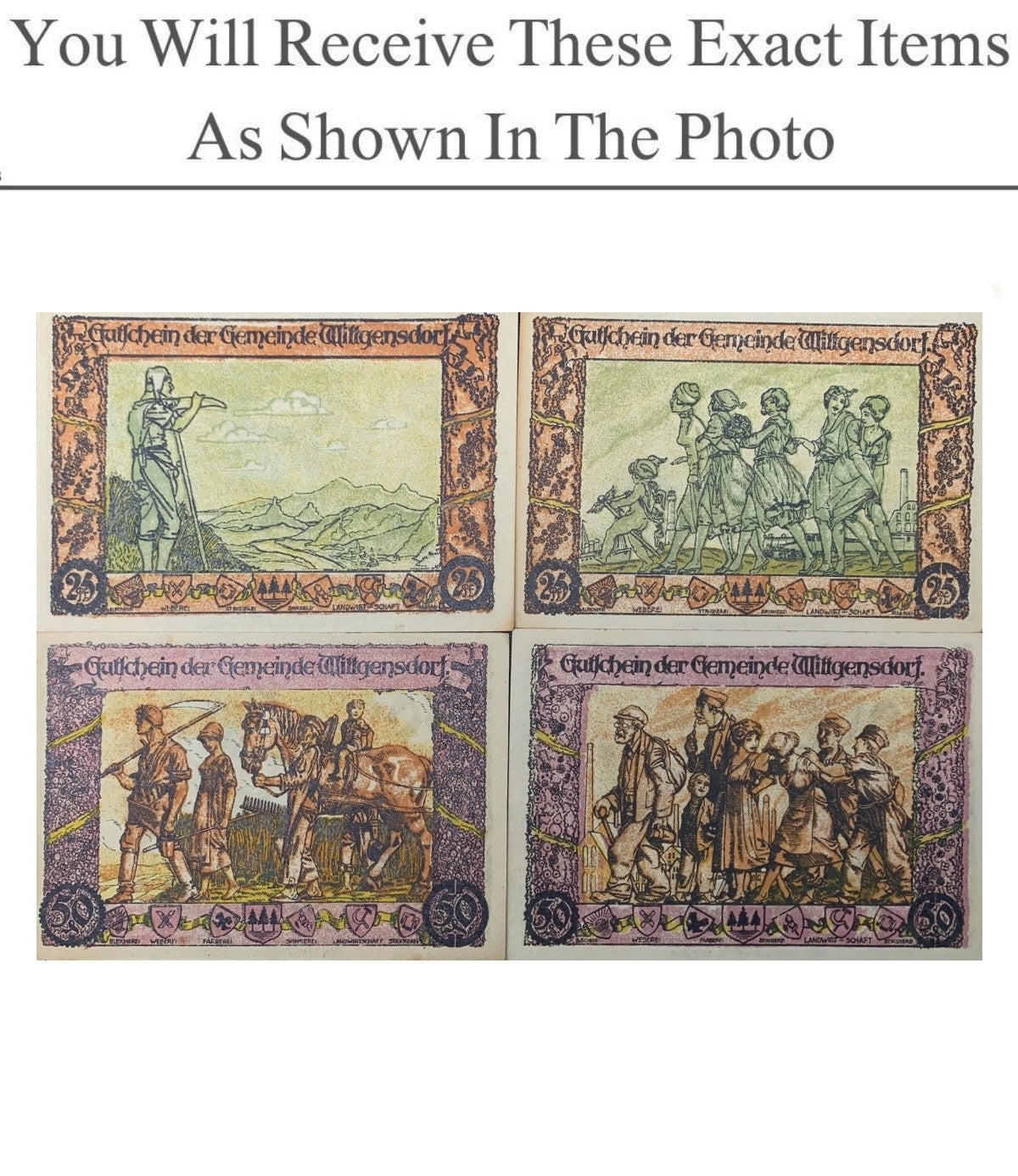 Germany Notgeld WITTGENSDORF 25 50 Pfennig 1921 Full Set 4 pcs