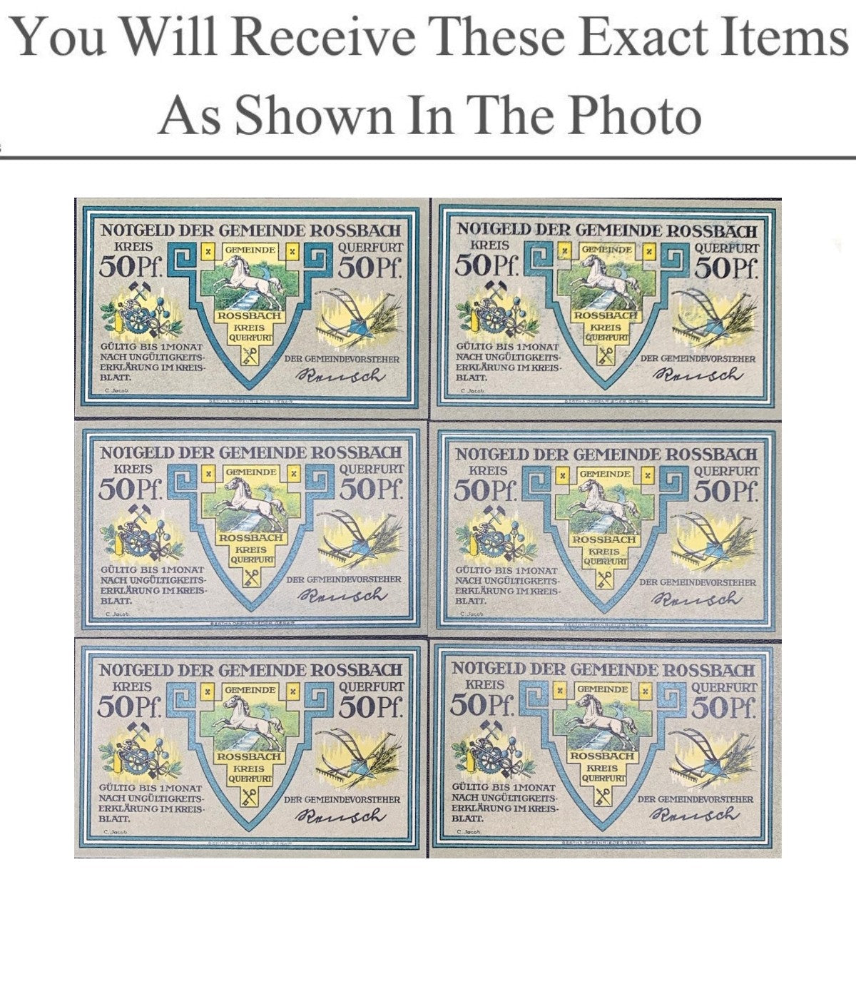 Germany Notgeld ROSSBACH 50 Pfennig 1921 Full Set 6 pcs