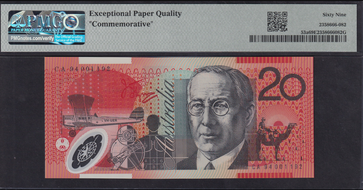 Australia 20 Dollars 1994-96 Polymer COMM. P 53a UNC PMG 69 EPQ TOP POP