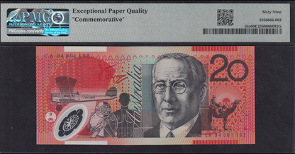 Australia 20 Dollars 1994-96 Polymer COMM. P 53a UNC PMG 69 EPQ TOP POP