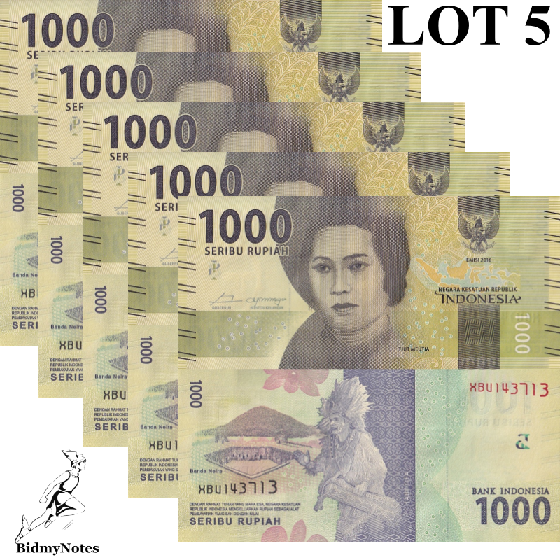 Indonesia 1000 Rupiah 2016/2018 P 154c (1) UNC 1/20 LOT 5 pcs