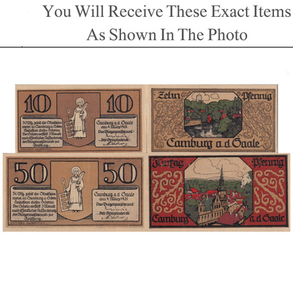 Germany Notgeld CAMBURG A.D SAALE 10 50 Pfennig 1921 Set 2 pcs