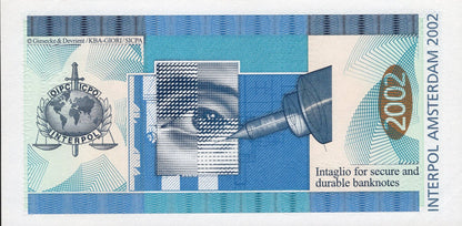 Switzerland 2002 Zero Test Note SICPA KBA Giori Interpol Amsterdam UNC