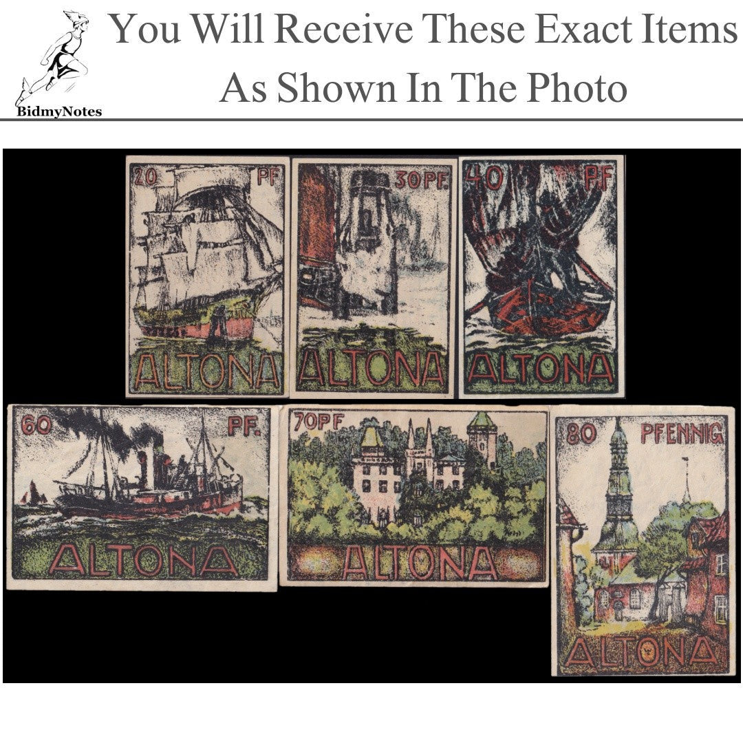 Germany Notgeld ALTONA 20 30 40 60 70 80 Pfennig 1921 Set 6 pcs