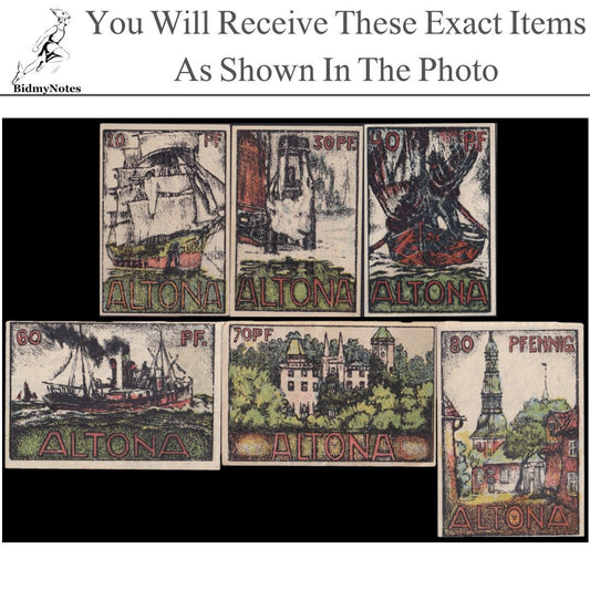 Germany Notgeld ALTONA 20 30 40 60 70 80 Pfennig 1921 Set 6 pcs