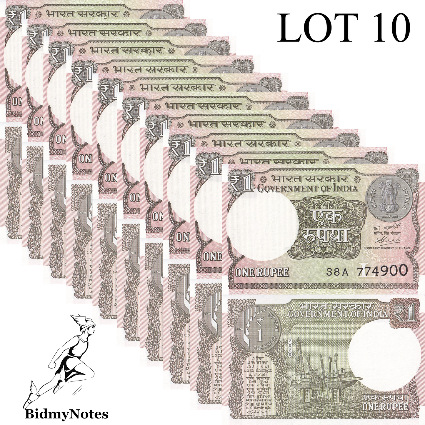 India 1 Rupee 2017 P 117c UNC  1/10 Bundle Lot 10 Pcs