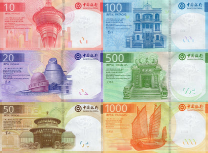 Macau Macao 10 20 - 1000 Patacas 2024-26 P 125a 126a P New Issue BOC Set 6 pcs