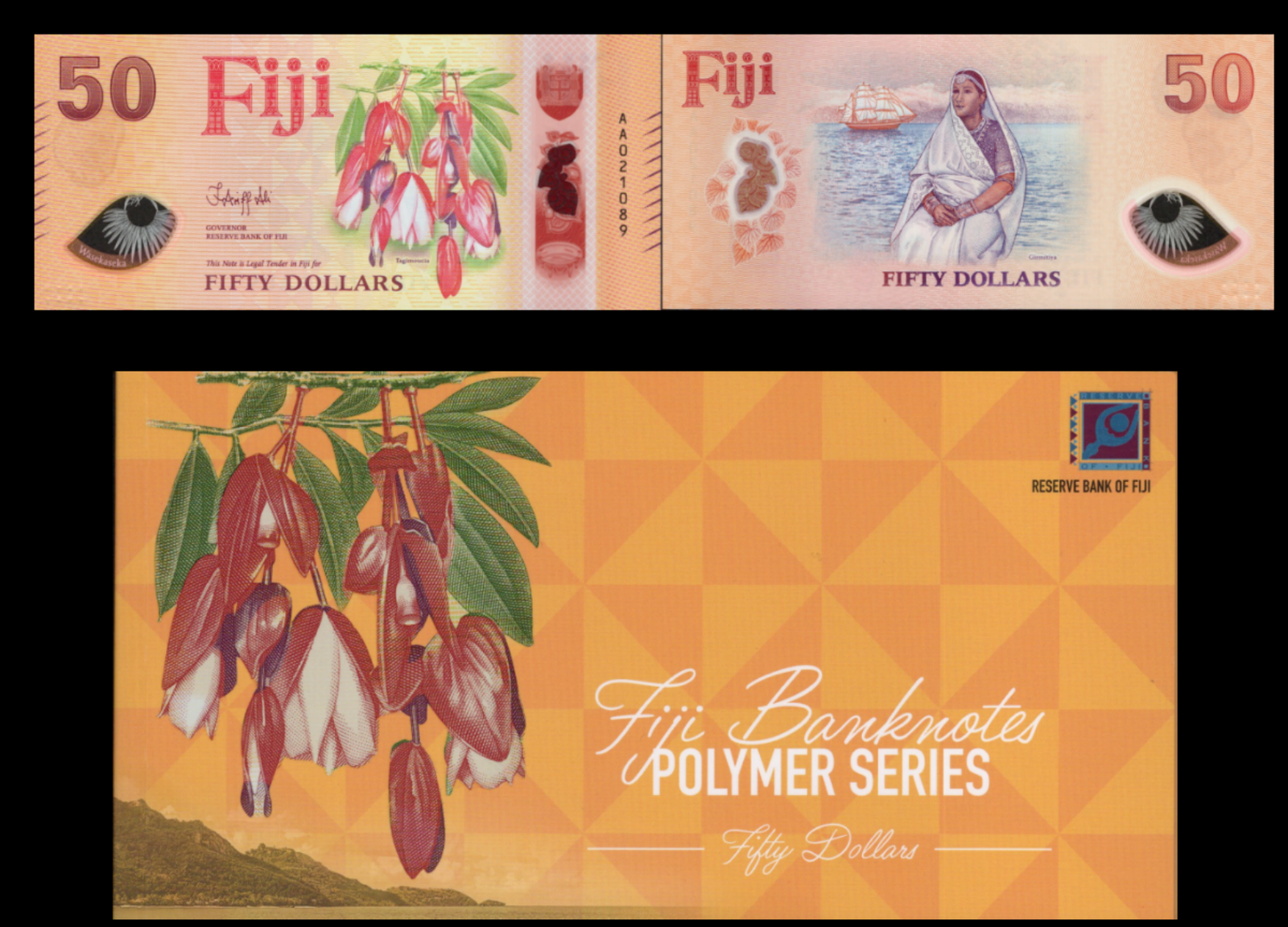 Fiji 50 Dollars 2026 P New Polymer Design UNC AA Prefix With Folder