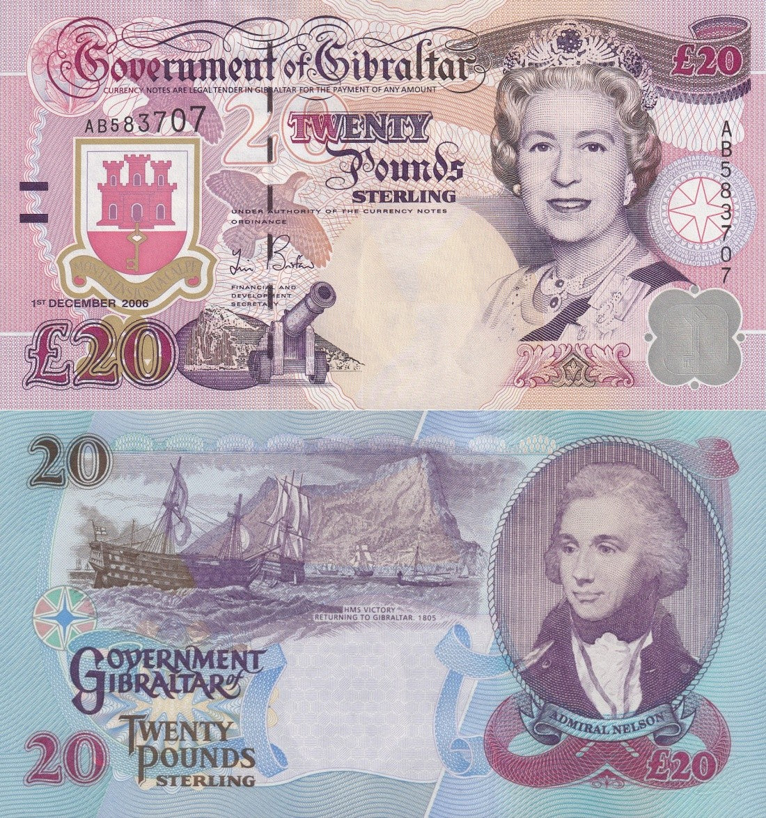 Gibraltar 20 Pounds Sterling 2006 P 33 UNC
