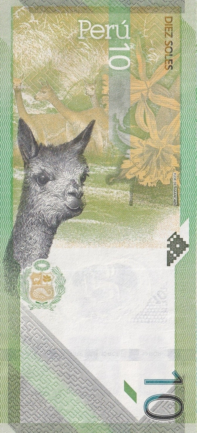 Peru 10 Soles 2019 P 196 UNC A-A Prefix