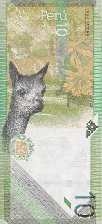 Peru 10 Soles 2019 P 196 UNC A-A Prefix