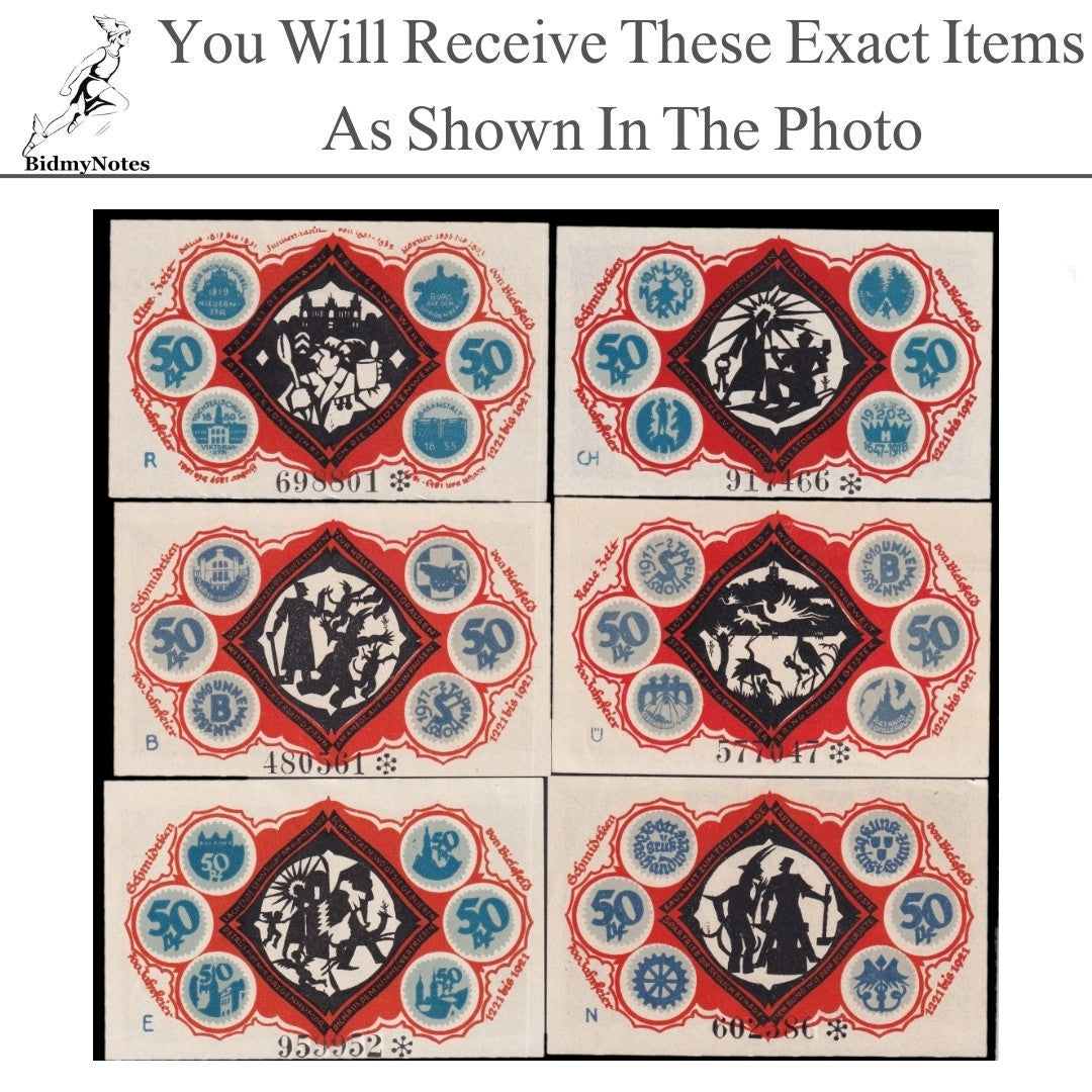 Germany Notgeld BIELEFELD 50 Pfennig 1921 Set 6 pcs