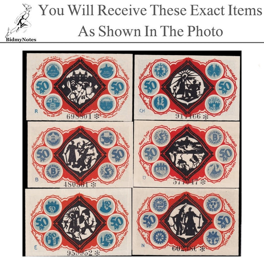 Germany Notgeld BIELEFELD 50 Pfennig 1921 Set 6 pcs