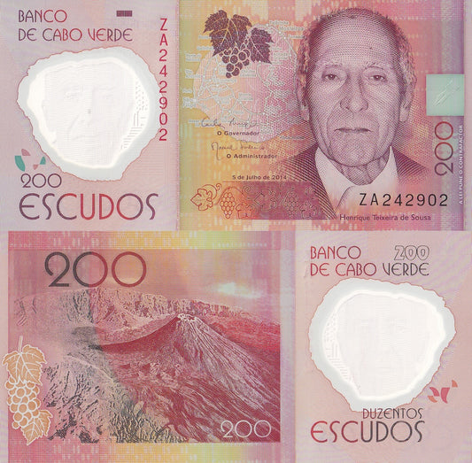 Cape Verde Cabo Verde 200 Escudos 2014 P 71 Polymer UNC ZA Replacement