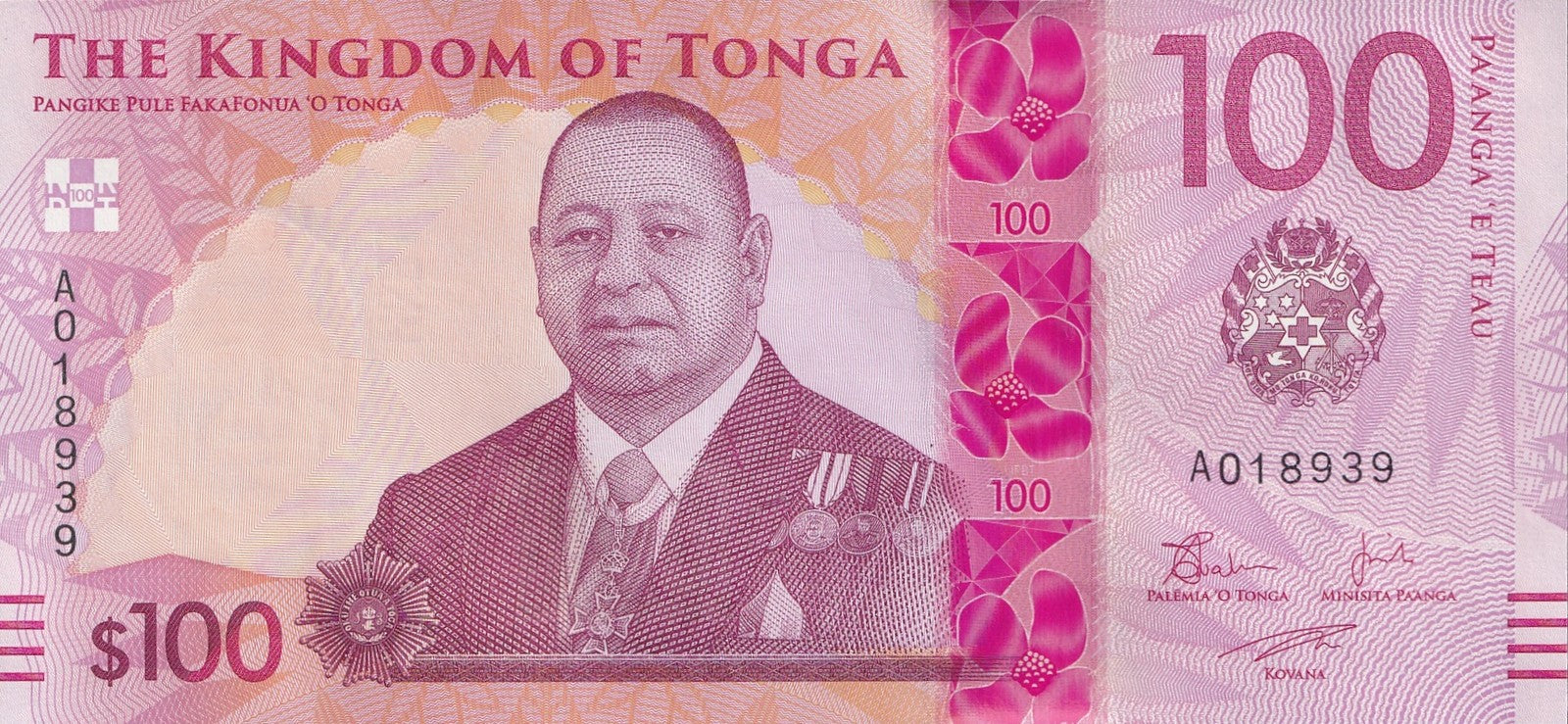 Tonga 100 Pa'anga ND 2023 (2024) P 55 UNC