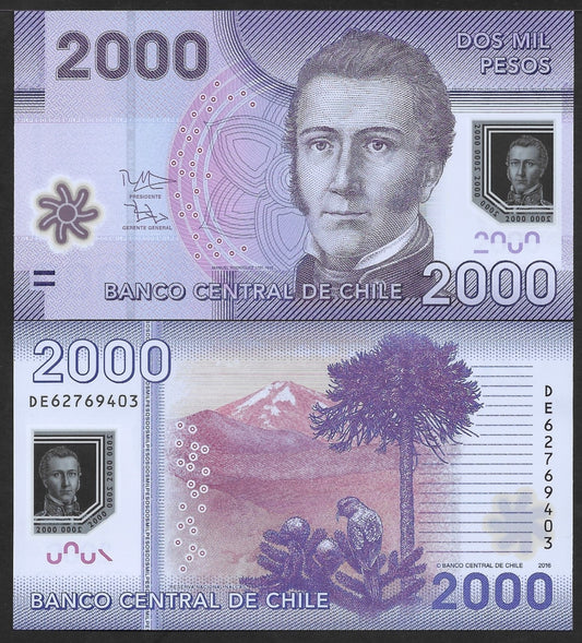 Chile 2000 Pesos 2016 P 162f Polymer UNC