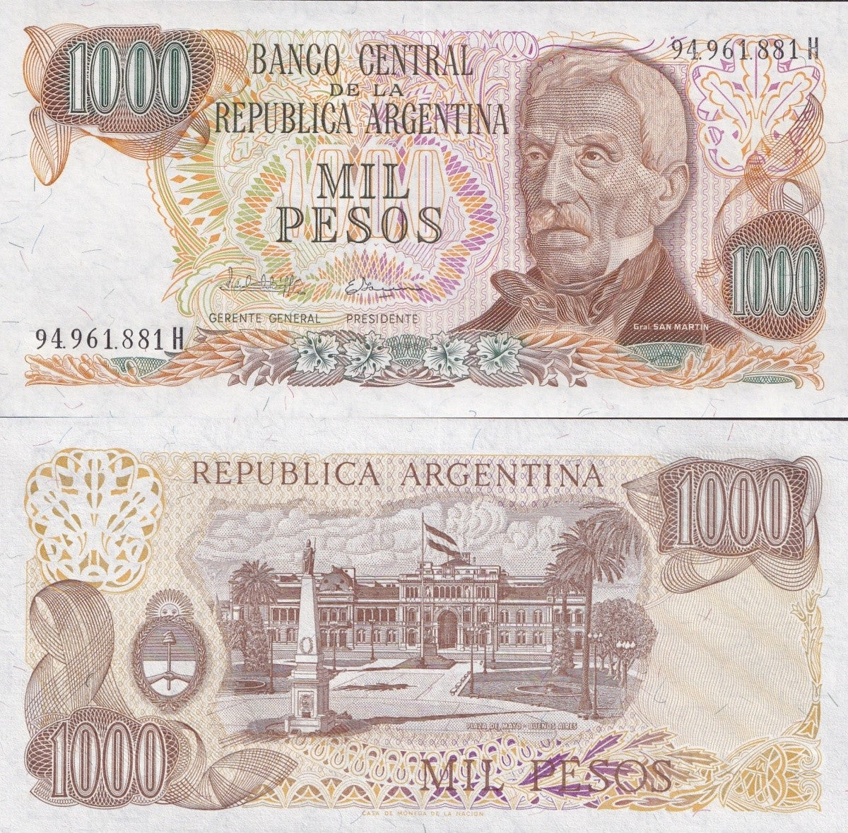 Argentina 1000 Pesos ND 1976-1983 P 304 UNC