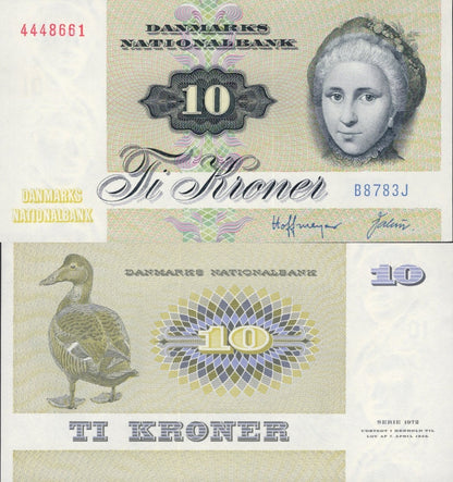 Denmark 10 Kroner 1972 P 48a UNC