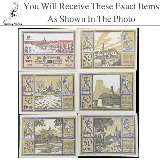 Germany Notgeld AUMA 50 Pfennig 1921 Set 6 pcs