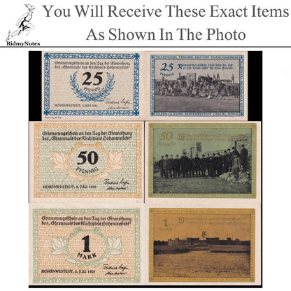 Germany Notgeld HOHENWESTEDT 25 50 Pfennig 1 Mark 1921 Set 3 pcs