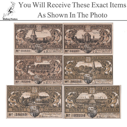 Germany Notgeld HUSBY 50 75 Pfennig 1921 Set 6 pcs