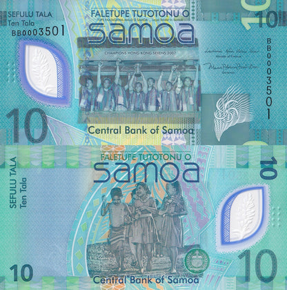 Samoa 10 Tala ND 2023 2024 P 48 New Design Polymer UNC LOT 3 pcs