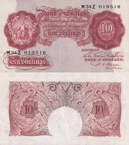 Great Britain 10 Shillings ND 1948-1960 P 368 XF MINOR FOXING