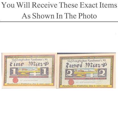 Germany Notgeld NEUHAUS I.W. 1 2 Mark 1921 Set 2 pcs