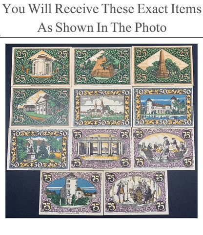 Germany Notgeld RHEINSBERG 25 50 75 Pfenning 1921 Set 11 pcs