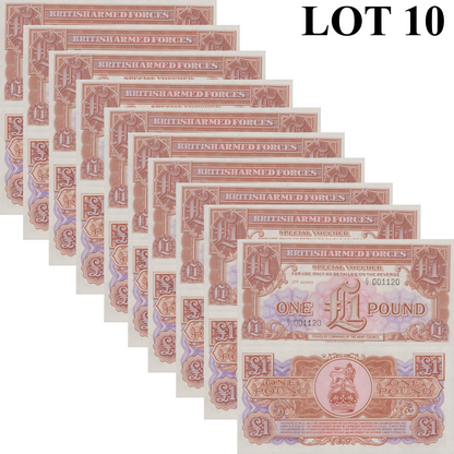 Great Britain Military 1 Pound ND 1956 P M29 UNC 1/10 Bundle Lot 10 pcs