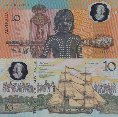 Australia 10 Dollars 1988 P 49a Polymer UNC Commemortive AA Prefix With Folder